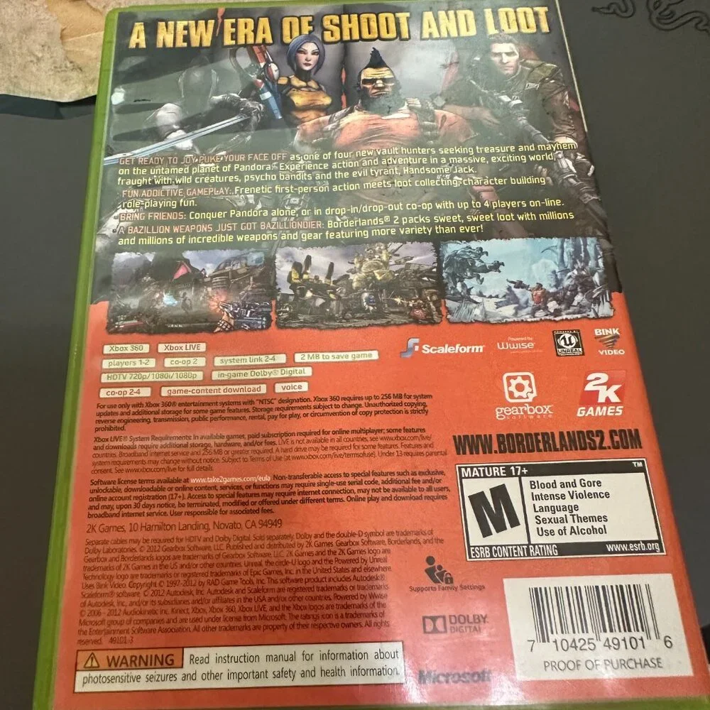 Borderlands 2 (Microsoft Xbox 360, 2012) CIB